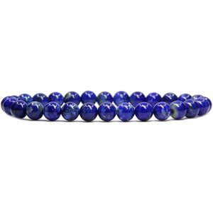 Elegantly Handcrafted 6mm Lapis Lazuli Bead Bracelet, Comfortable 7" Unisex Size